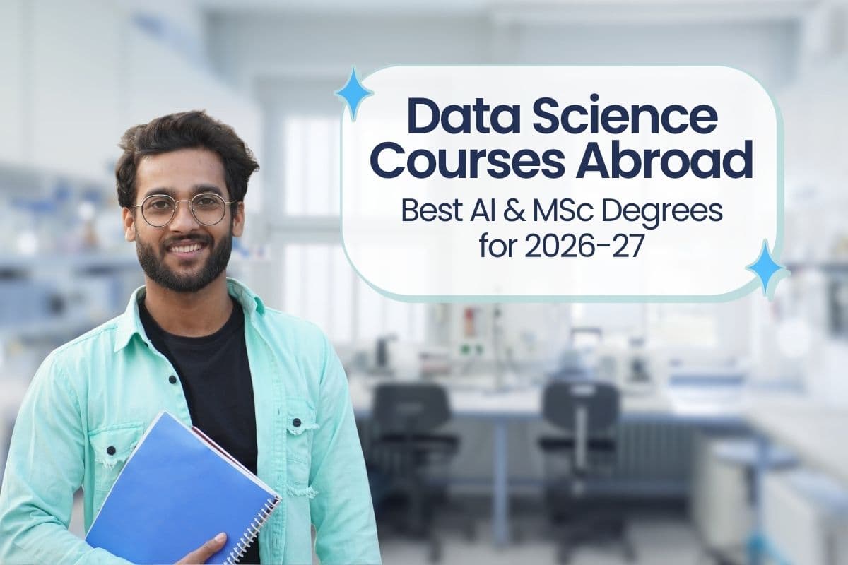 an Indian student studying data sciences courses abroad