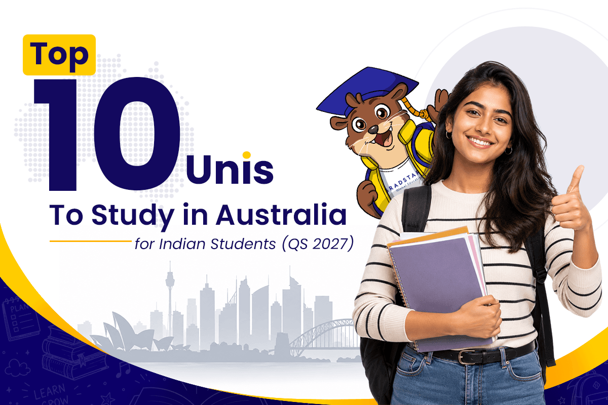 An Indian student who is studying in Australia holding books and showing thumbs up with Edy